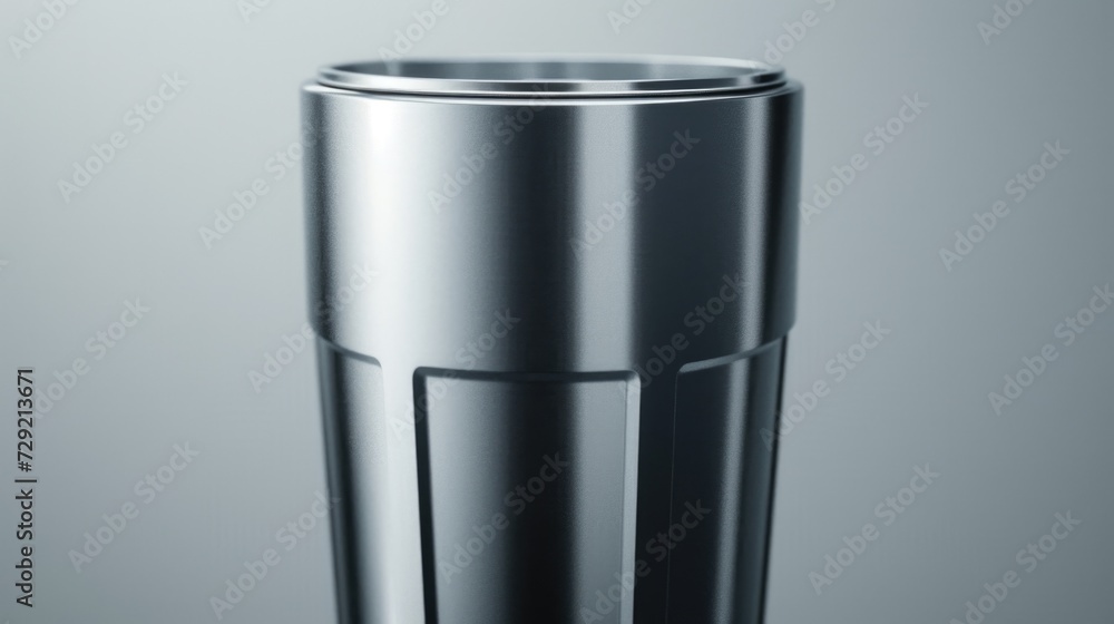 Aufkleber A close-up view of a metal cup placed on a table. Perfect for adding a touch of elegance to any home decor or kitchen setting