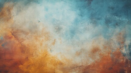 A painting depicting a sky with vibrant shades of blue and orange. Perfect for adding a pop of...