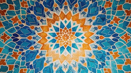A close-up view of a vibrant and colorful mosaic design. This image can be used for various design projects