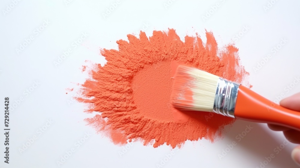 Poster a person using a brush to paint a flower. can be used for art and creativity concepts