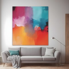 abstract colorful painting , wall art print illustration