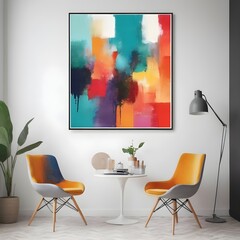 abstract colorful painting , wall art print illustration