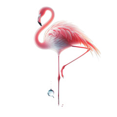 pink flamingo isolated on white background