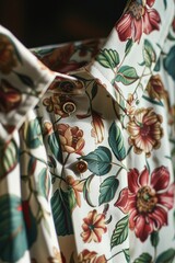 A close-up view of a shirt adorned with colorful flowers. Suitable for fashion and spring-themed projects