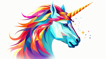 Colorful unicorn head - obrazy, fototapety, plakaty