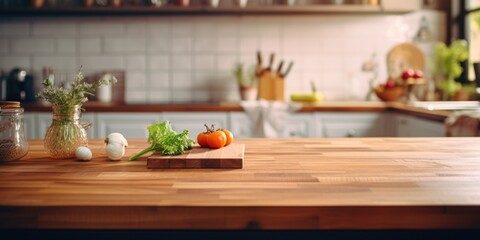 A kitchen counter featuring a cutting board and a variety of fresh vegetables. Perfect for food preparation and healthy cooking