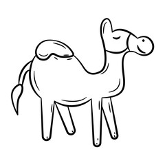Hand Drawn Icon of Camel..Outline Doodle Islamic Icon Collections