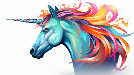 Fototapeta na wymiar Colorful unicorn head