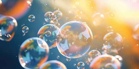 Colorful soap bubbles floating in the air. Perfect for adding a touch of joy and playfulness to any project