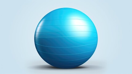 Blue exercise ball on a light blue background. Suitable for fitness and wellness concepts