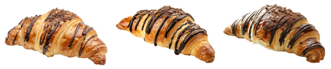 Chocolate Croissant. Isolated on Transparent Background. 