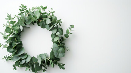 Green Leaf Wreath on White Background