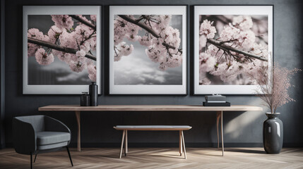 Cherry Blossom branches adding harmony to a modern interior setting
