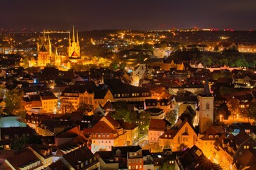 Fototapeta na wymiar Erfurt Überblick Nachts Altstadt