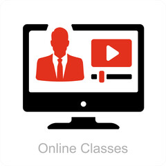 Online Classes and education icon concept