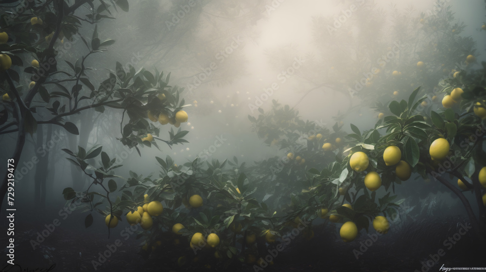 Canvas Prints lemon tree wonderland featuring soft fog and diffused light