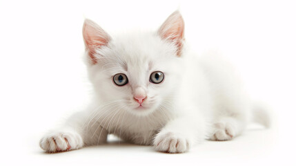 white kitten isolated on white background with full depth of field and deep focus fusion
