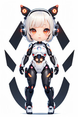 Futuristic AI Chibi Cyborg girl superhero