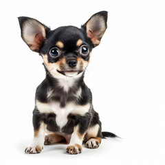 Chihuahua dog isolated on white background with full depth of field and deep focus fusion
