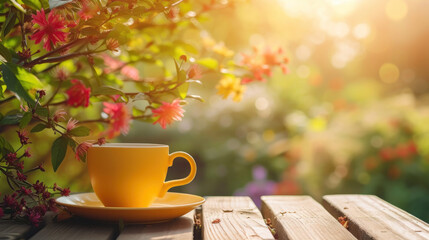 Cup of Coffee on Wooden Table