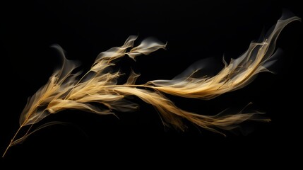 black background with golden abstract plant fragment