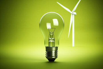 Light Bulb With Wind Turbine in Background