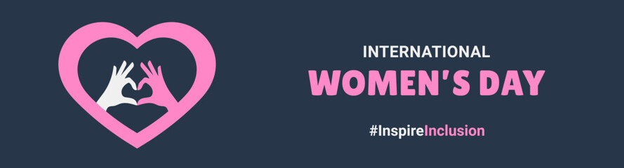 International Women's Day 2024. Inspire Inclusion feminism holiday: campaign #InspireInclusion, banner, IWD, 8 March, Women's History Month.