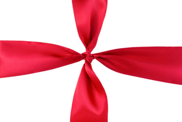 Red satin ribbon isolated on transparent background.