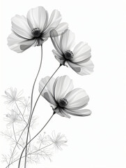 Black and white style line style coreopsis flowers