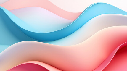 Abstract 3d wavy smooth background. Multicolor pastel colour palette. Aesthetic concept. Generative AI