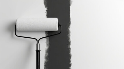 Fototapeta premium Roller of Paint on White Wall