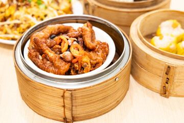 Steamed chicken feet is a traditional Chinese delicacy and is part of dim sum menu in restaurant