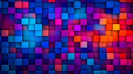 Vibrant Background With Colorful Squares. Tile, mosaic, backdrop with neon colors.