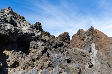 Volcanic lava landscape at Charco de la Laja, San Juan de Rambla, Tenerife, Spain