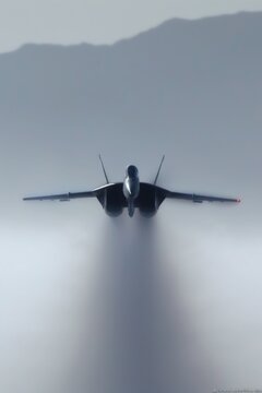 A captivating shot of a fighter jet breaking the sound barrier, with shockwaves rippling through the air behind it, capturing the raw power and speed of supersonic flight