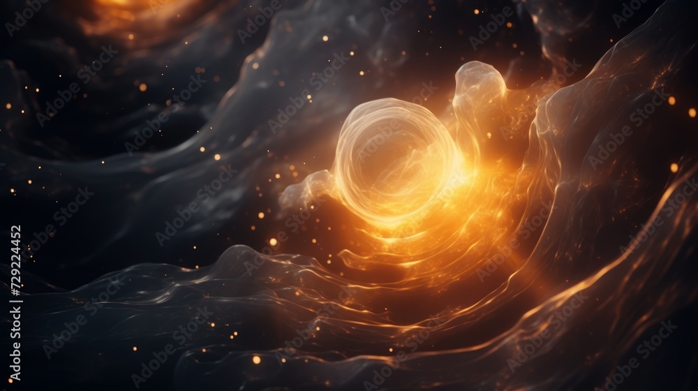 Aufkleber Abstract nebulous forms resembling celestial bodies in a cosmic-inspired background. Generative AI