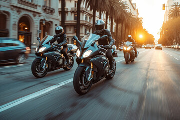 Photo of men riding motorcycle - obrazy, fototapety, plakaty