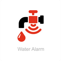 water alarm and Leak detector icon concept