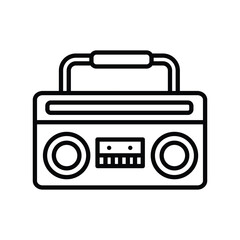 radio cassette icon with white background vector stock illustration