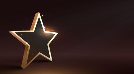 Golden winner star on dark background. Number 1. Best choice.