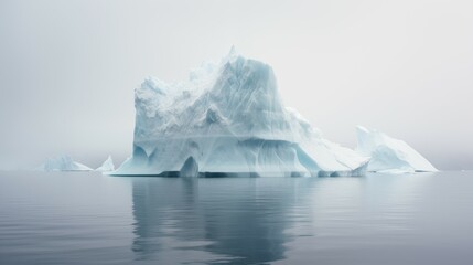 Photograph of floating iceberg taken from explorer ship. Natural lighting.