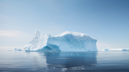 Photograph of floating iceberg taken from explorer ship. Natural lighting.