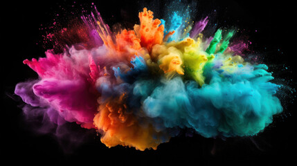 Fototapeta premium Vibrant Colored Powder Cloud on Black Background