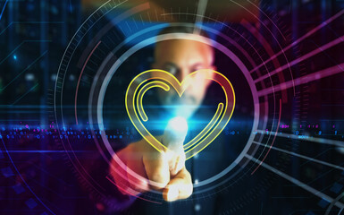 Heart love symbol digital concept 3d illustration