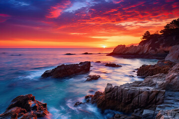Obraz premium Sea Nature Wallpaper Backgrounds Colorful Sky Pic and Stone image with this nice outdoor capture