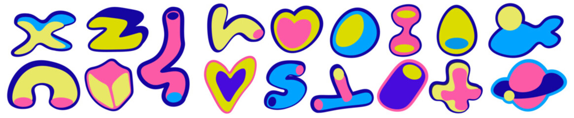 color icons set abstract shape in vector. template for logo sign sticker design in flat style