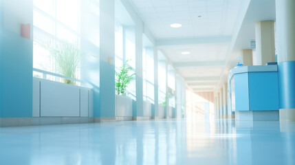 Obraz premium Blurred background of Hospital hallway. medicine concept.