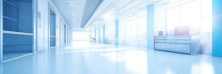 Obraz premium Blurred background of Hospital hallway. medicine concept.