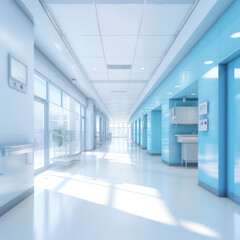 Blurred background of Hospital hallway. medicine concept.