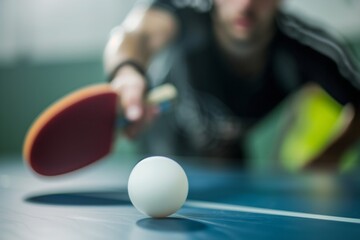 intense focus as player prepares to hit a fastmoving ping pong ball